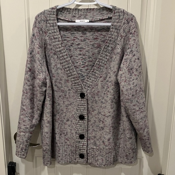 Ricki's Sweaters - RICKI’S Cardigan Buttons GREY PINK MIX XL